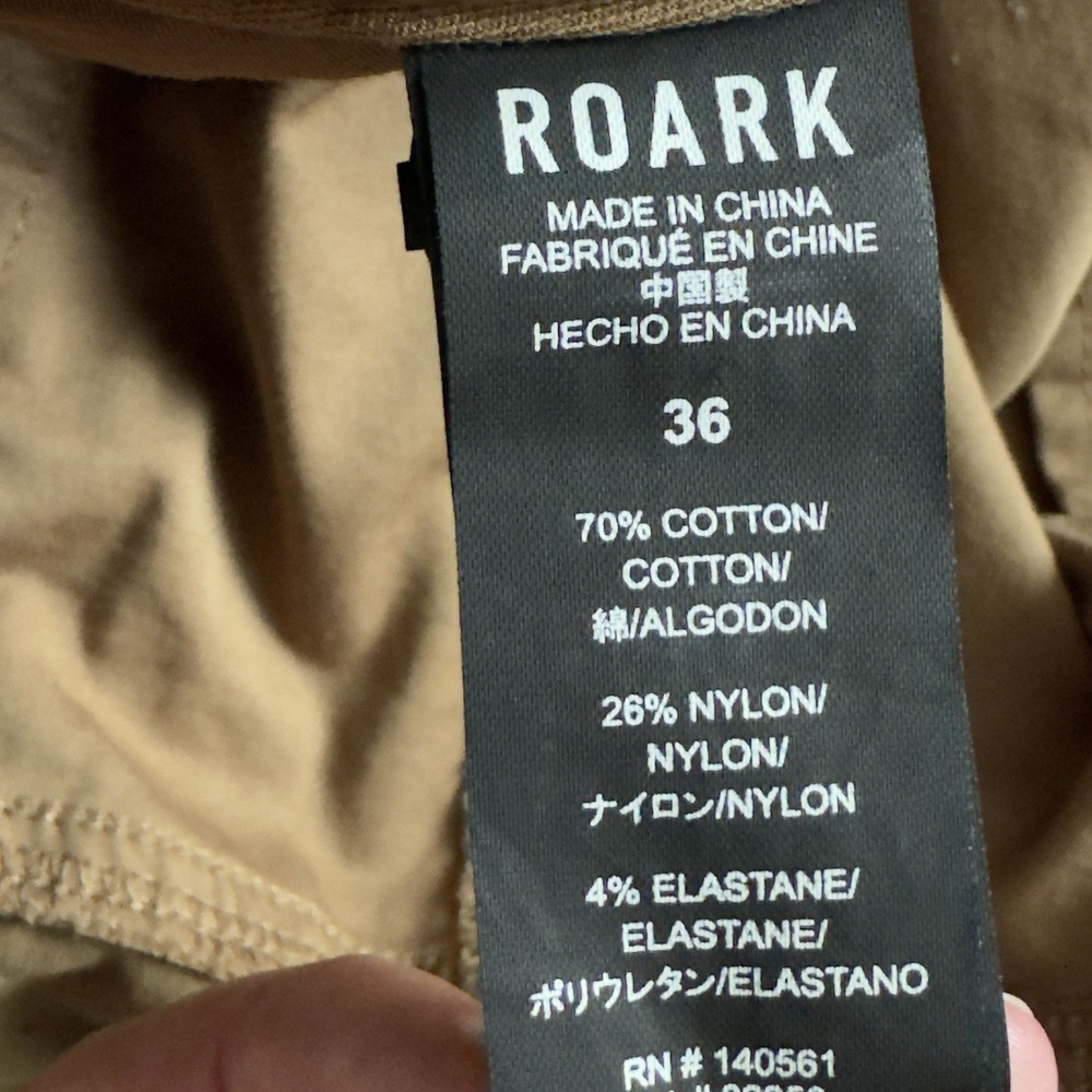 Roark Layover 2.0 Pants Men 36 Khaki Brown Travel Stretch Ventilation Drawstring - Picture 3 of 11
